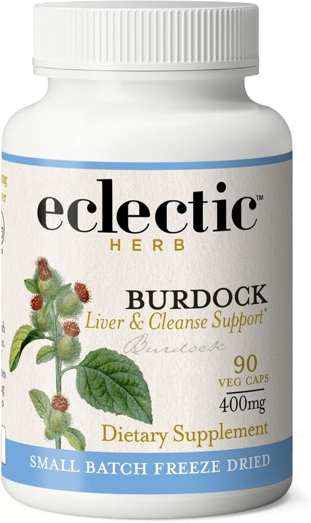 ECLECTIC INSTITUTE Raw Fresh Freeze-Dried Non-GMO Burdock Silencio Digestive Support ← 90 CT (400 mg)