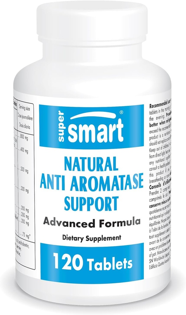 Supersmart - Natural Anti Aromatase Support (Advanced Formula) - with DIM, Genistein, Chrysin - Aromatase Inhibitor Supplement | Non-GMO & Gluten Free - 120 Tablets
