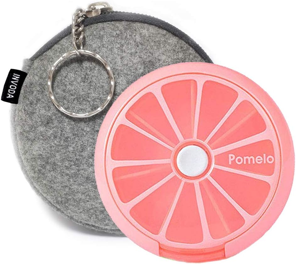 INVODA Pill Cases Pill Box Semanal 3 Times 7 Compartimientos Organizador de Píldora de Medicina Grande (Pomelo 1PCS+Bag)
