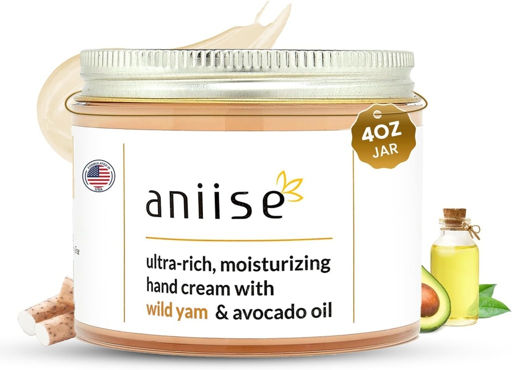 Crema de mano salvaje de Yam con aceite de aguacate – Crema hidratante " hidratante para manos suaves, suaves y jóvenes – lucha contra la sequedad – Vegan, sin crueldad – 4 onzas (120 mL)