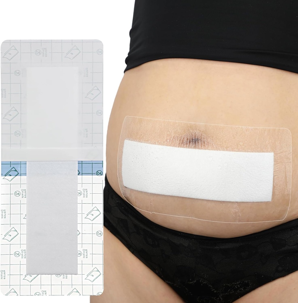 14 Pcs Waterproof C Sección Ducha Protector de la herida 4"x12" Tummy Tuck Scar Incision Abdominal Bandage Hysterectomía Recuperación Debe tener post Cirugía Cubierta de vestir