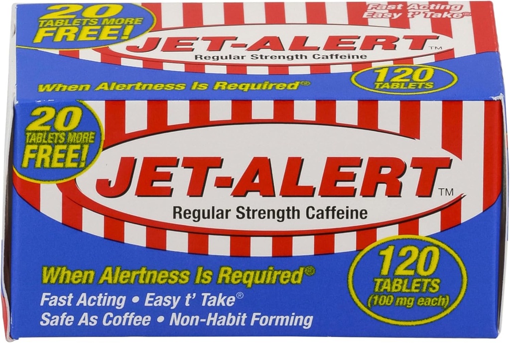 Jet-Alert 100 Mg Cada Caffeine Tab 120 Contar paquetes de valor (2)