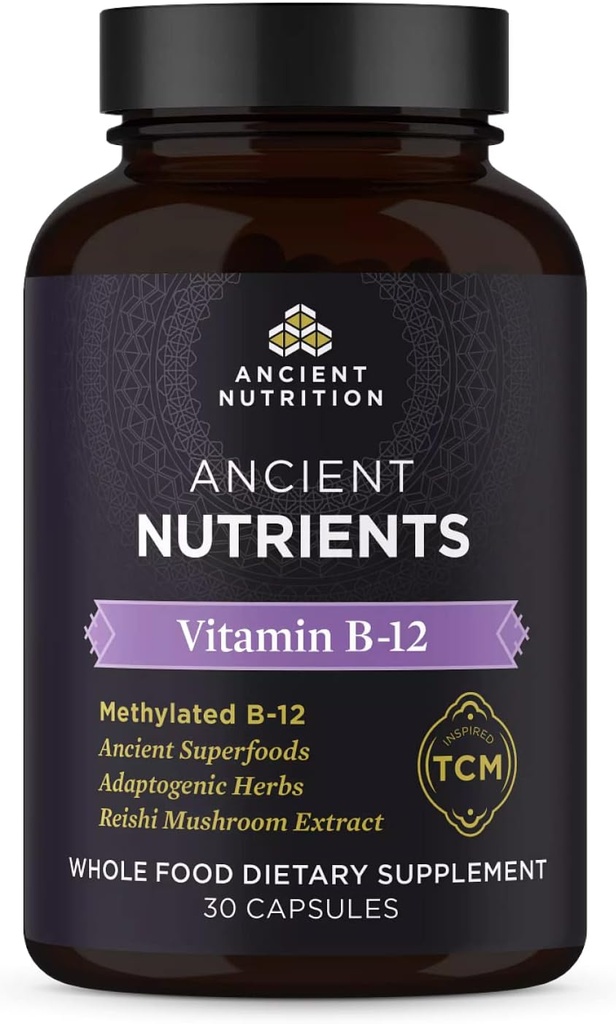 Antigua Nutrición Suplemento de vitamina B12, apoya el metabolismo energético y la salud del sistema nervioso, hierbas adaptogénicas, enzima activada, Paleo & Keto Friendly, 30 cápsulas