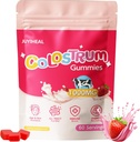 Colostrum Gummies, 1000 mg Grass Fed Colostrum Chews Colostrum Supplement for Gut Health, Hair Growth, Beauty, and Immune Support, Strawberry Flavor 60 Servings