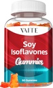 Soy Isoflavones Suplemento para Mujeres – Phytoestrógenos no transgénicos para el alivio de la menopausia, Flashes calientes, equilibrio hormonal, genisteína, soya con isoflavonas, soporte para la salud de los huesos – 60 Gummies Chewable Vegan