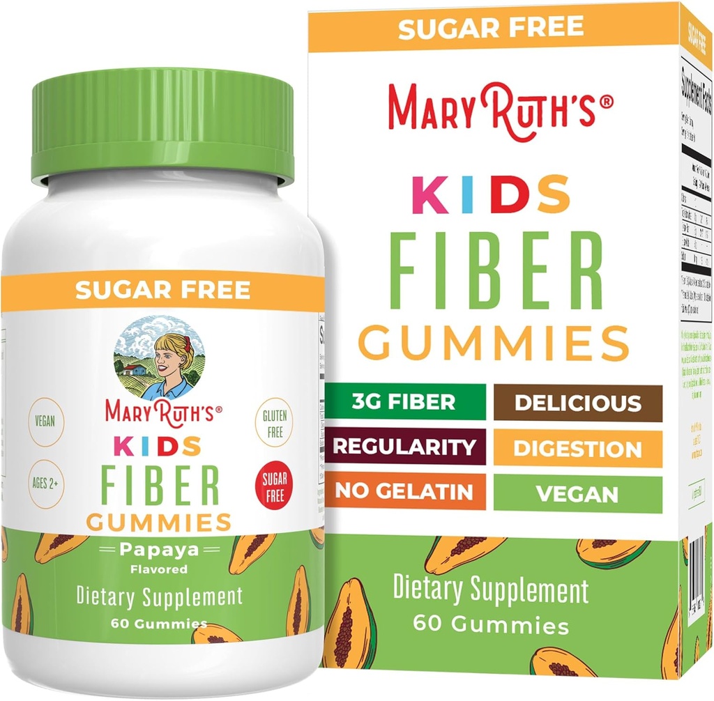 MaryRuth Organics Fiber Gummies for Kids ← 2 Month Supply ← Sugar Free ← Soluble Fiber Supplement ← Gut Health &amp; Digestion Support ← 3g Fiber per Gummy ← Vegan ← 60 Conde