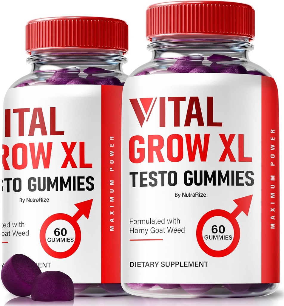 (2 Pack) Vital Grow XL, Official Vital Grow XL Testo Gummies for Men, Boost Stamina and Confidence Gummy for Mens, Vital GrowXL Male Support Gomitas (120 Gummies)