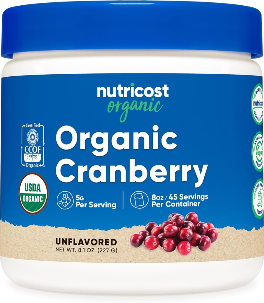Nutricost Organic Cranberry Powder, 8 oz, 5G por Serving - Non-GMO, Gluten-Free