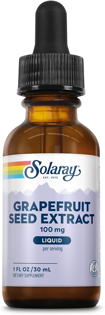 SOLARAY Grapefruit Seed Extract Drops 100mg - Wellness Support Supplement - Convenient Liquid Drops, 60-Day Money Back Guarantee, Lab Verified, Aprox. 100 Servings, 1 FL OZ