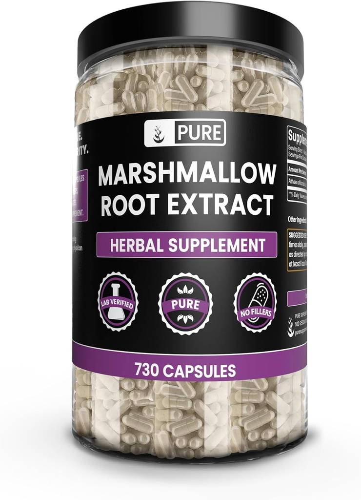 PURE ORIGINAL INGREDIENTS Marshmallow Root (730 Capsules) No Magnesium or Rice Fillers, Always Pure, Lab Verified
