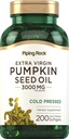 Piping Rock Pumpkin Seed Oil Softgel Capsules  3000mg ← 200 Conde ← Cold Presionado Suplemento Herbal ← VírgenExtra No GMO, Gluten Free