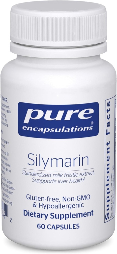 Pure Encapsulations Silymarin - 250 mg Milk Thistle Per Capsule - Liver Health Support - Antioxidants Supplement - Non-GMO & Vegan - 60 cápsulas