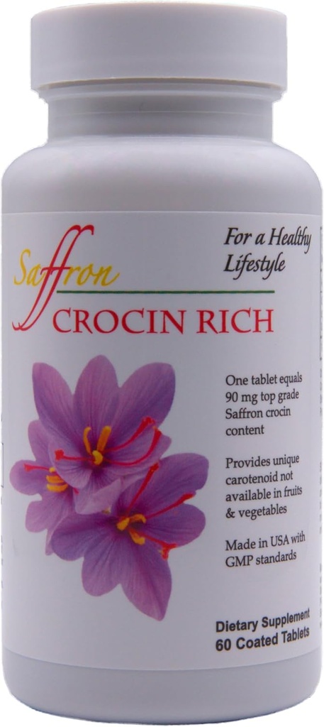 CROCIN RICH – 7.5mg Crocin (Key Saffron Active) + Lutein " Zeaxanthin Eye Supplement TEN Vision, Macular " Retinal Support TEN Blue Light " Eye Pressure Protection ¦ Clinically Studied Crocin – 60 Tablets