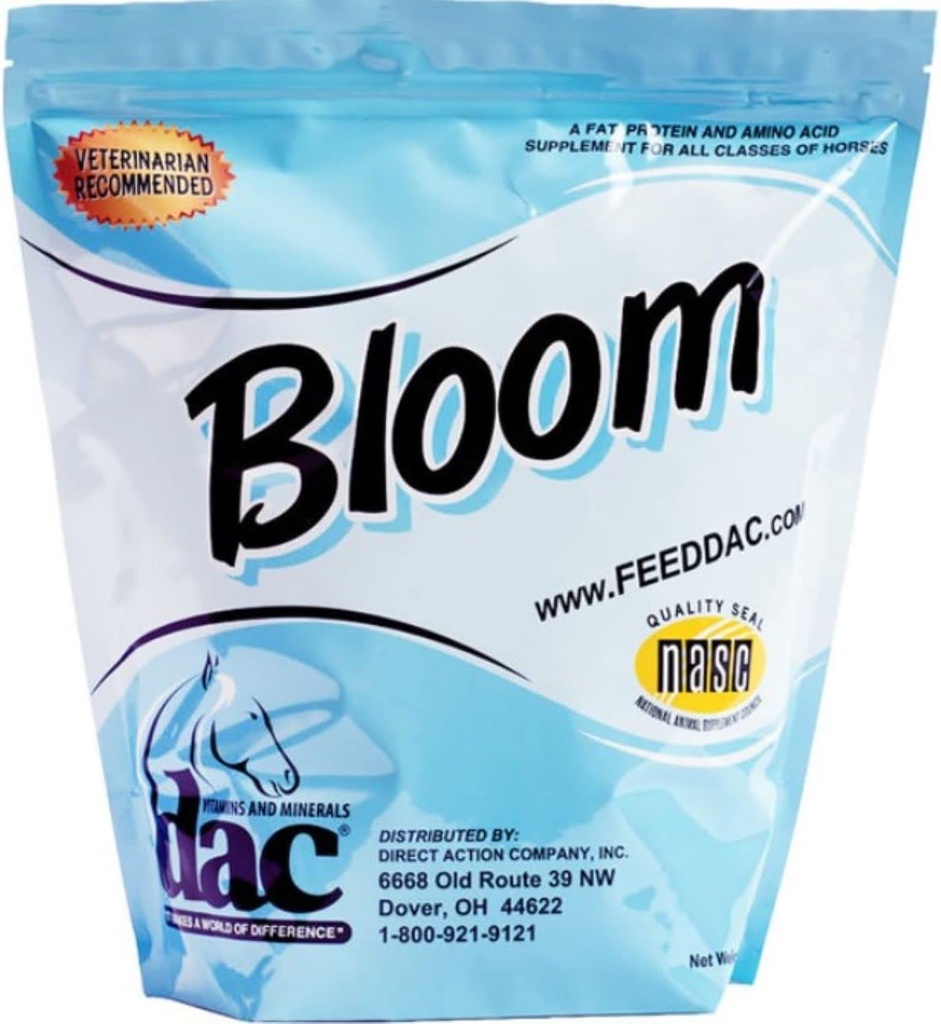 DAC Bloom 5 lb Caballo de la ganancia Calorie Hoof Skin Coat Fat Suplemento