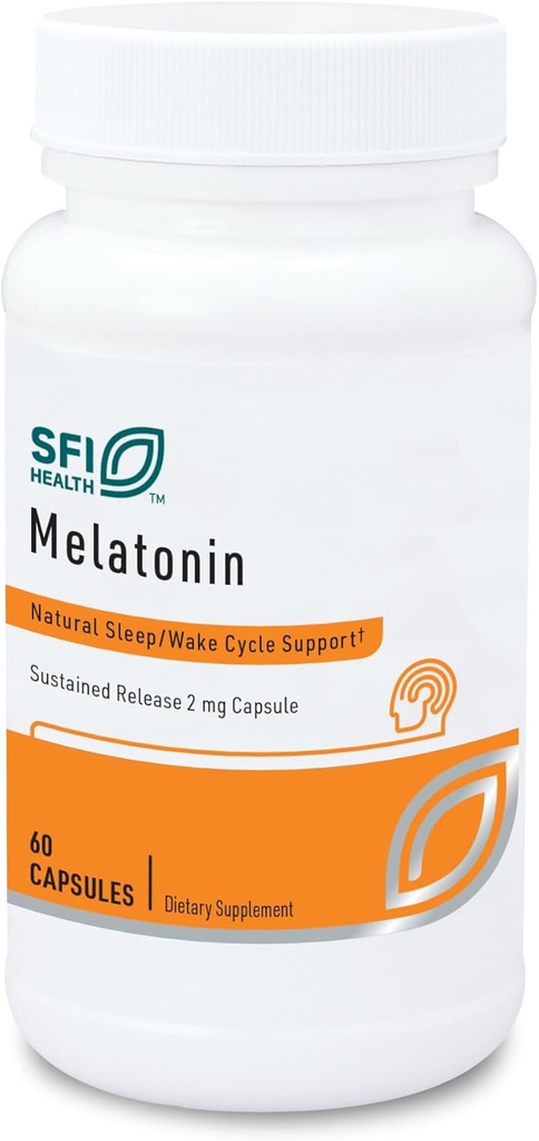 Klaire Labs SFI Health Melatonin-SR - Sustained 'Time Release' Melatonin 2mg Capsules - Sleep Support for Men & Women (60 Capsules)
