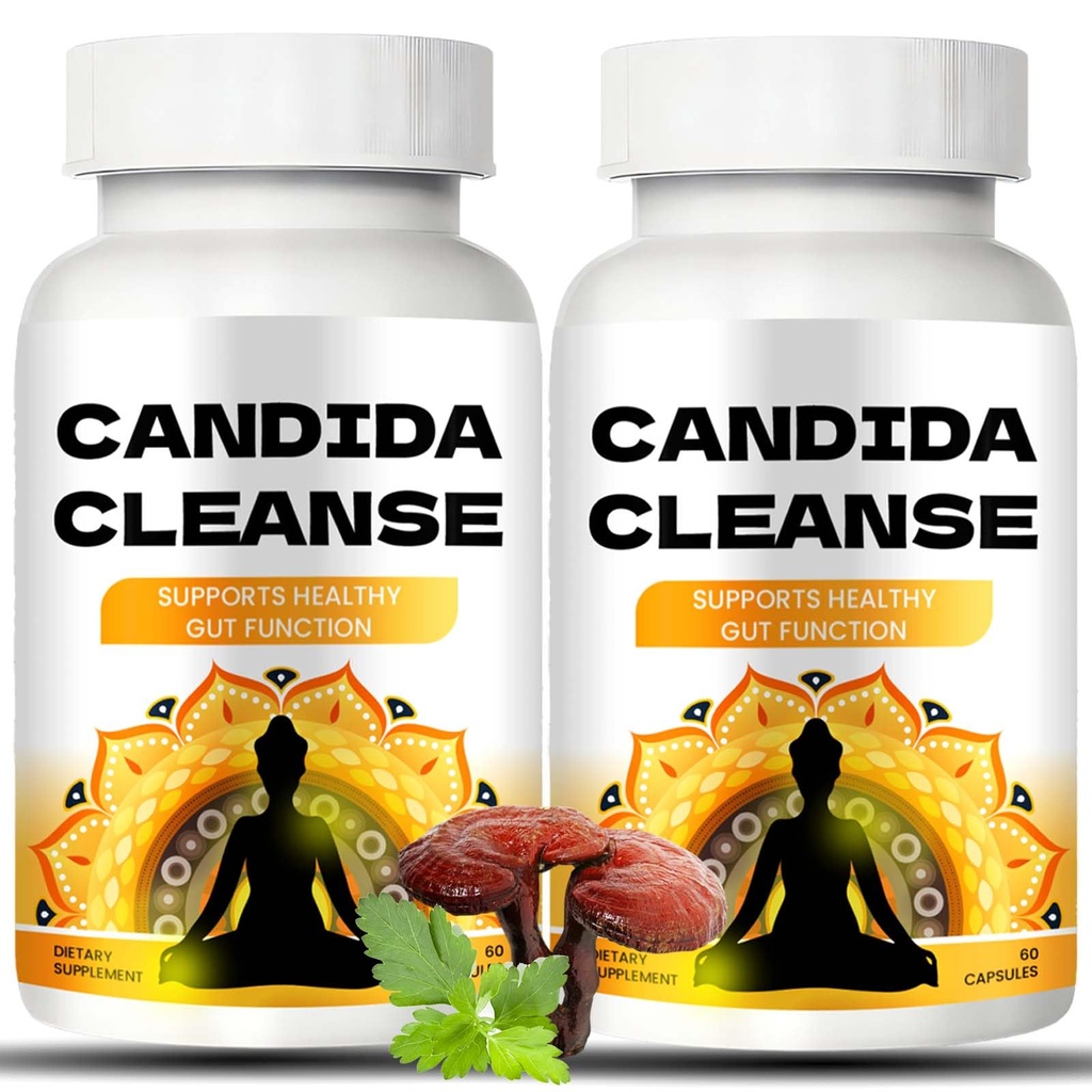 Candida Cleanse - Soporte Gut & Colon, Fórmula avanzada - Hoja de orégano, Wormwood, Nogal Negro, Ácido caprílico