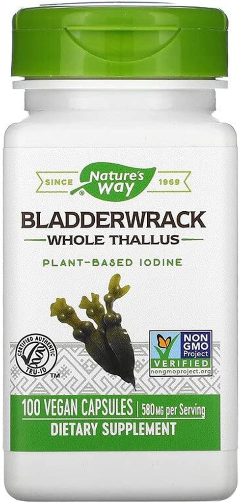 Nature's Way Premium Herbal Bladderwrack Whole Thallus 580 mg, 100 Count (Pack of 2)