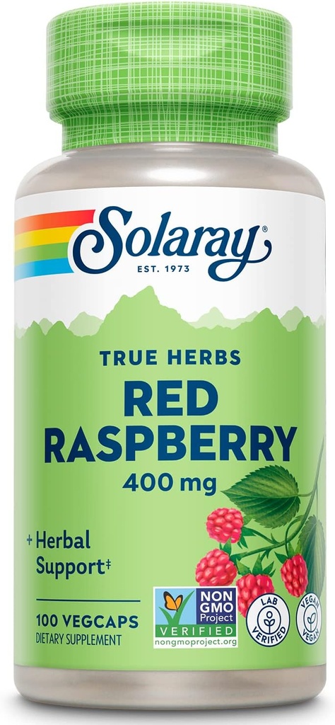 SOLARAY Red Raspberry Leaves Capsules, 400 mg  durable 100 Count