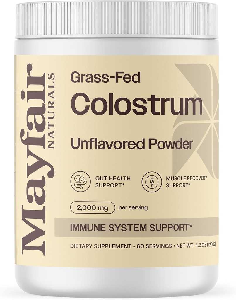 Grass-Fed Bovine Colostrum Supplement, for Kids &amp; Adults, Immune System Support, and Gut Health, 60 Servings