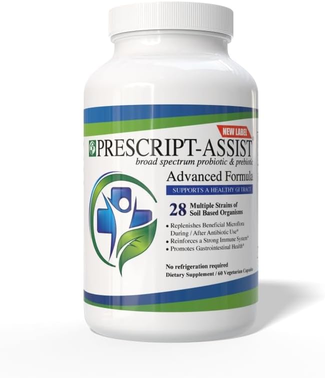 Prebióticos " Probióticos para la Salud Digestiva &amp; Inmunitaria con Pea Protein Advanced - Planta-Basada 28 Strains Soil Microflora - Vegan, apoya la recuperación muscular " Gut Health, 60 cápsulas por Prescript Assist