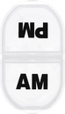 Recordad N' Time Daily AM/PM Organizador portátil de píldoras de viaje, caja de vitaminas y medicinas, tapas de salida, transparente