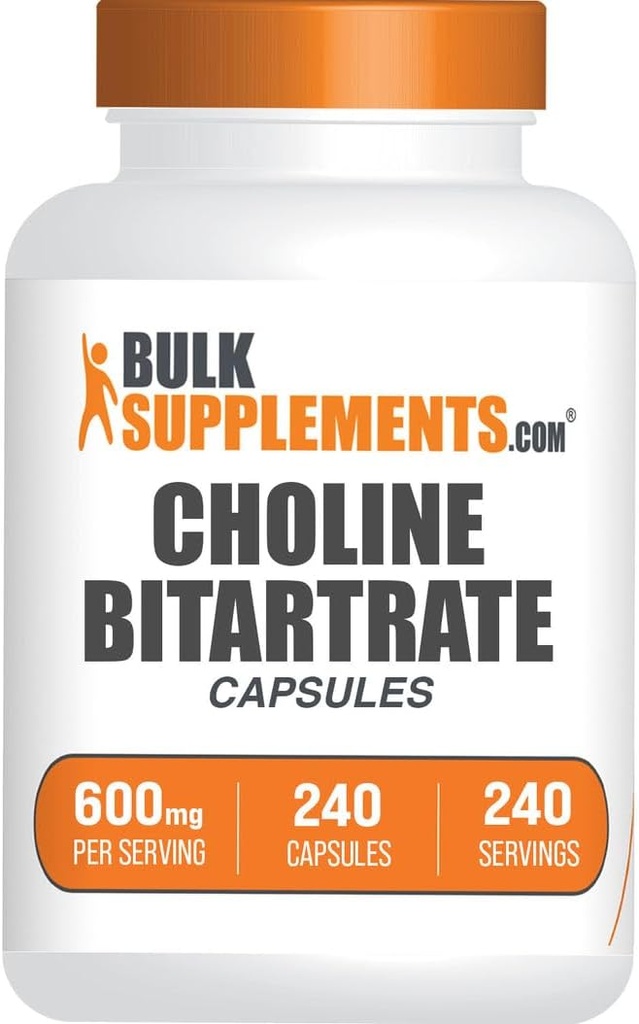 BulkSupplements.com Choline Bitartrate Capsules - Choline Supplements, as Choline L-Bitartrate - Choline 600mg, 2 Capsules por Serving, 240 Capsules (Pack of 1)