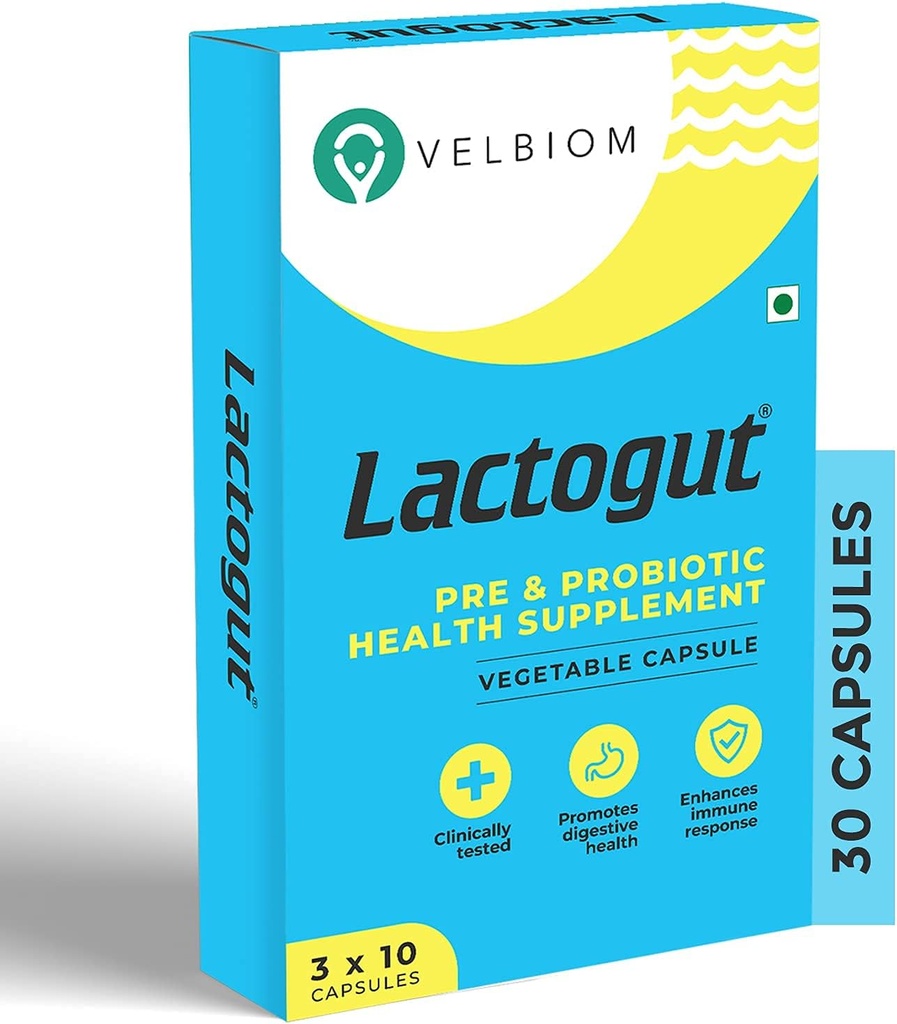 Lactogut Probióticos Suplemento para la Salud Inmunitaria y Digestiva, Gut Health Multi Strain y Site-Specific Pre-Probiotic Formula Ayuda en Ibs e Ibd - 30 cápsulas