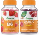 Vitamina B6 + Ajo 1000mg, Gummies Bundle - Gran Tasting, Suplemento de vitamina, Gluten Gratis, GMO Gratis, Chewable