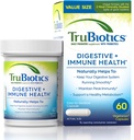 TruBiotics Probiotics for Digestive & Immune Health, Supports Regularity & Helps Relieve Abdominal Discomfort, Gas & Bloating, 2 Clinically Studied Probiotic Strains, Plus Prebióticos, 60 cápsulas