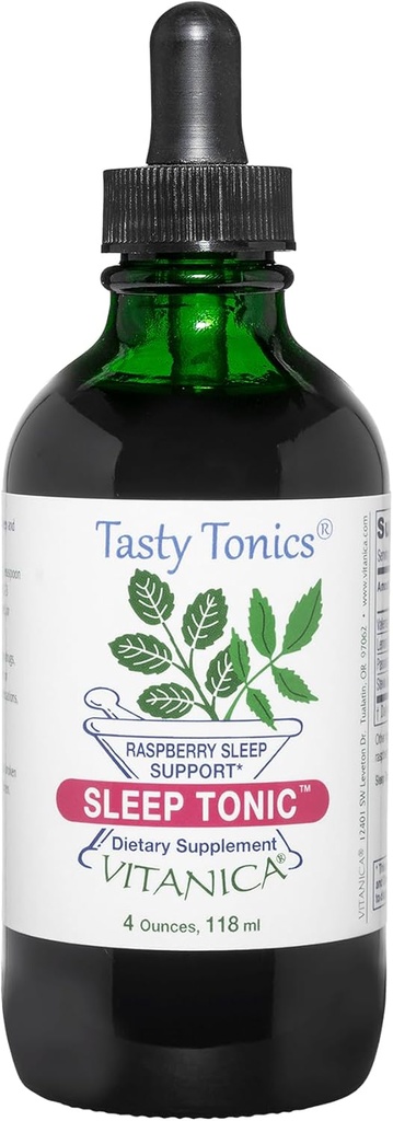 Vitanica Sleep Tonic, Natural Liquid Sleep Aid Supplement, Dr. Formulated, Relax and Calm Support for Adults, Stress Relief, Valerian Root, Lemon Balm, Passion Flower, Vegan, 4 Ounce