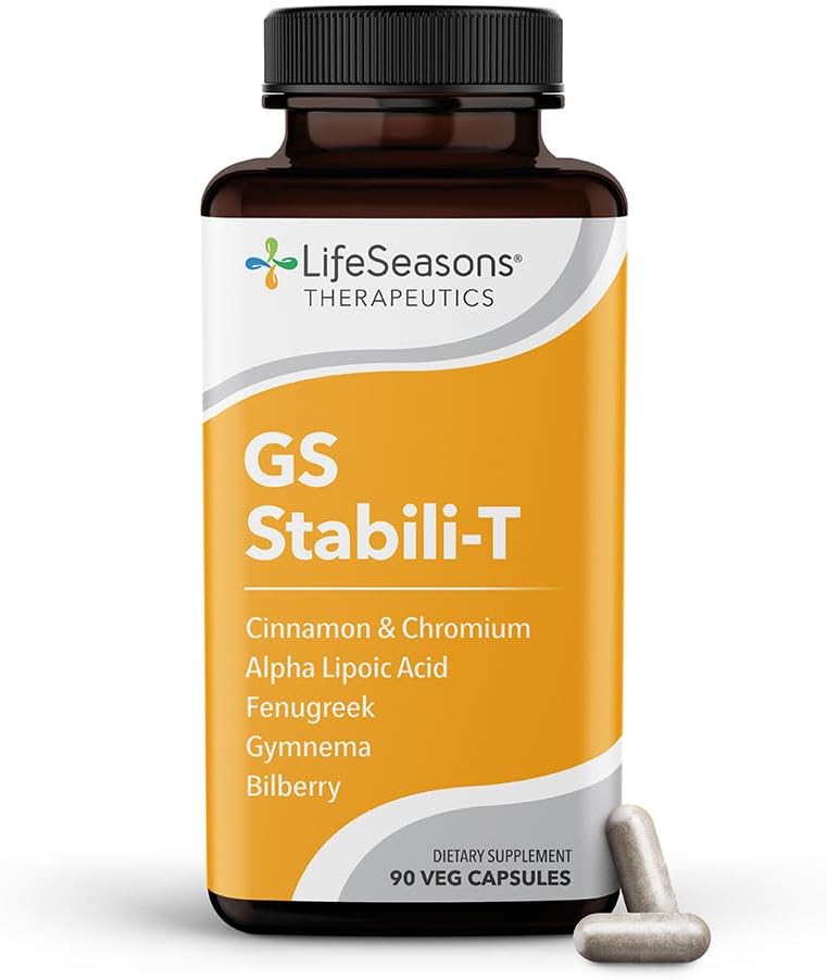 LifeSeasons GS Stabili-T - Blood Sugar Support Supplement - Healthy Circulation & Vision - Maintain Normal Levels - Chromium Cinnamon Gymnema Bilberry & Alpha Lipoic Acid - 90 Capsules