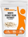BulkSupplements.com White Kidney Bean Extract Powder - White Kidney Bean Powder - Suplemento Herbal - Gluten Free, 1,5g por Serving, 100g (3.5 oz) (Pack of 1)