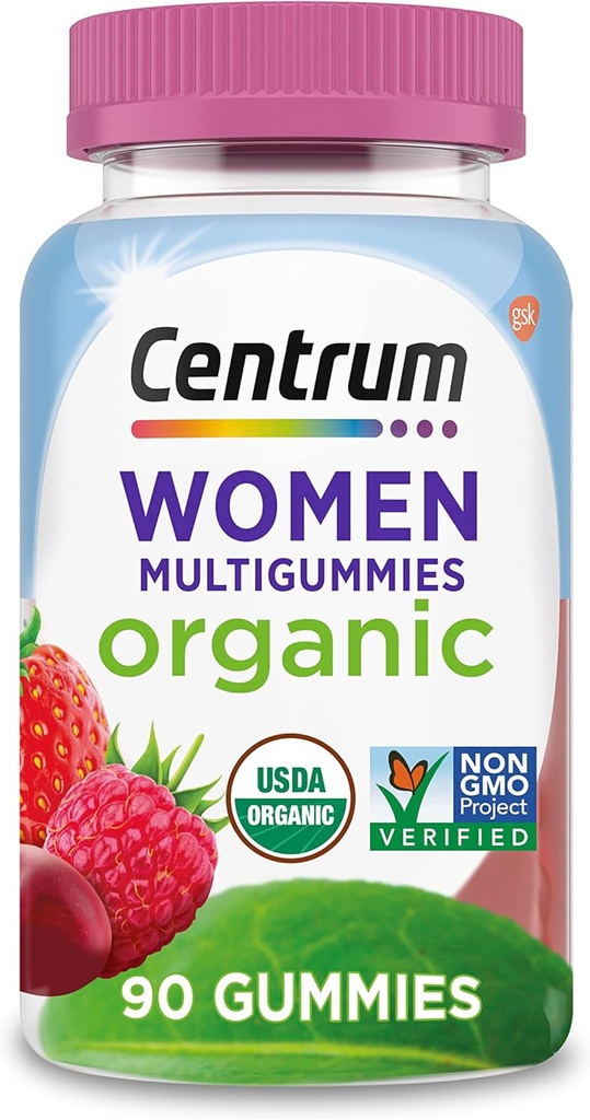 Centrum Mujeres Multigummies Orgánicas Mangas Multivitamínicas de Mujeres Multivitamínicas Orgánicas Multivitamínicas para Mujeres con Nutrientes Esenciales para Apoyo Inmunitario, Metabolismo, y Piel Peluquería y uñas Vitaminas - 90 Ct