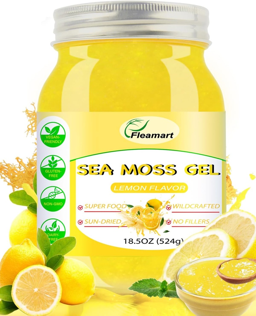 Mar irlandés Moss Gel Raw 18.5OZ Natural Wildcrafted Seamoss Gel con 92 Minerales y Vitaminas, Digestión Saludable, Proyecto No GMO
