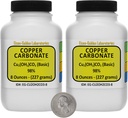 Copper Carbonate [Cu2(OH) 2CO3] 98% AR Grade Powder 1 Lb en dos botellas de ahorro de espacio EE.UU.