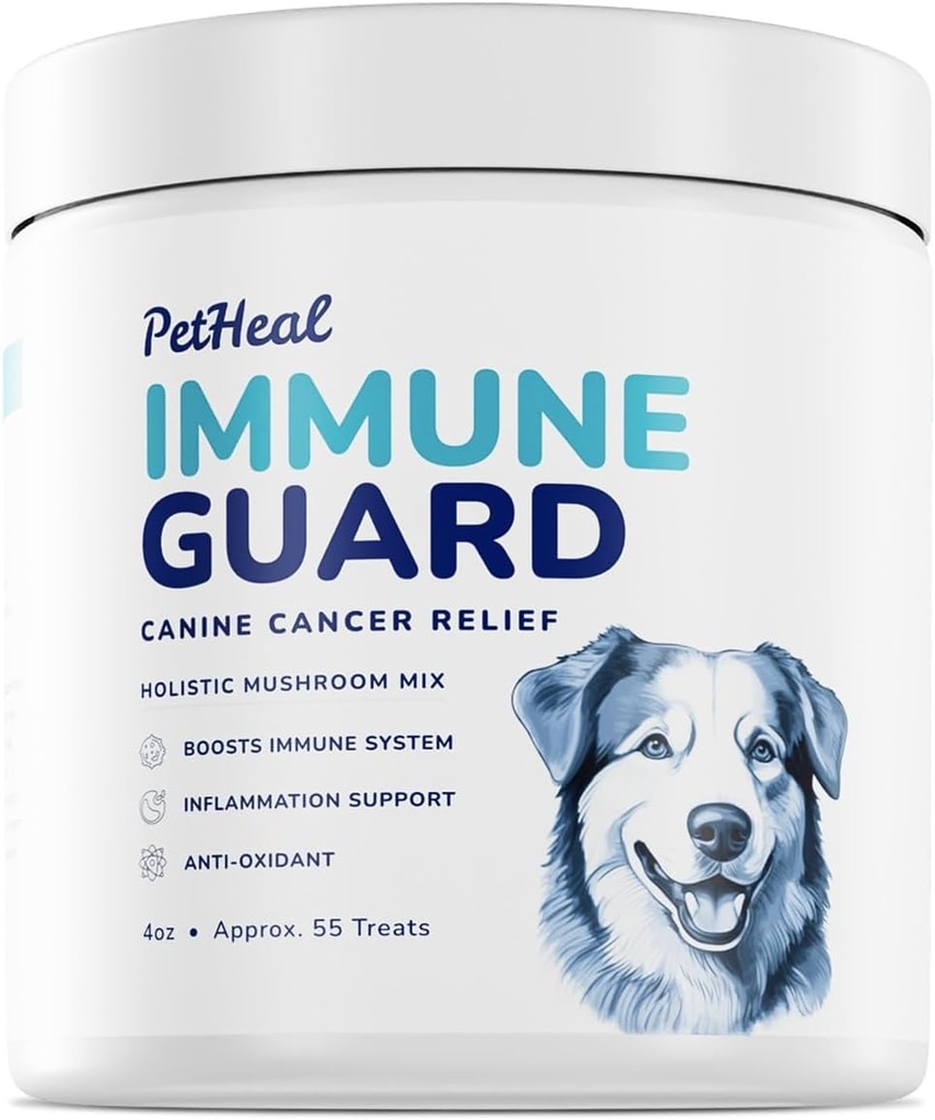 PetHeal Immune Guard - Soporte avanzado para perros con cáncer- ingredientes naturales - Peanut Butter Flavor - APRX. 55 Chews suaves