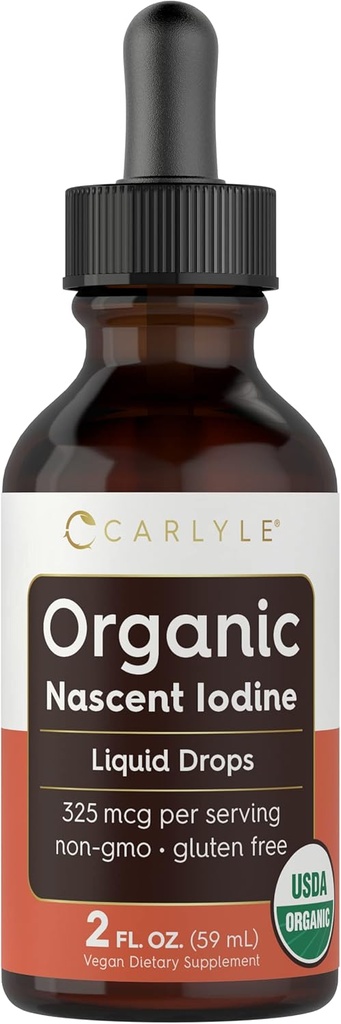Carlyle Organic Nascent Iodine Liquid Drops TENIDO 2 fl oz ANTE Vegan Supplement TEN Non-GMO, Gluten Free