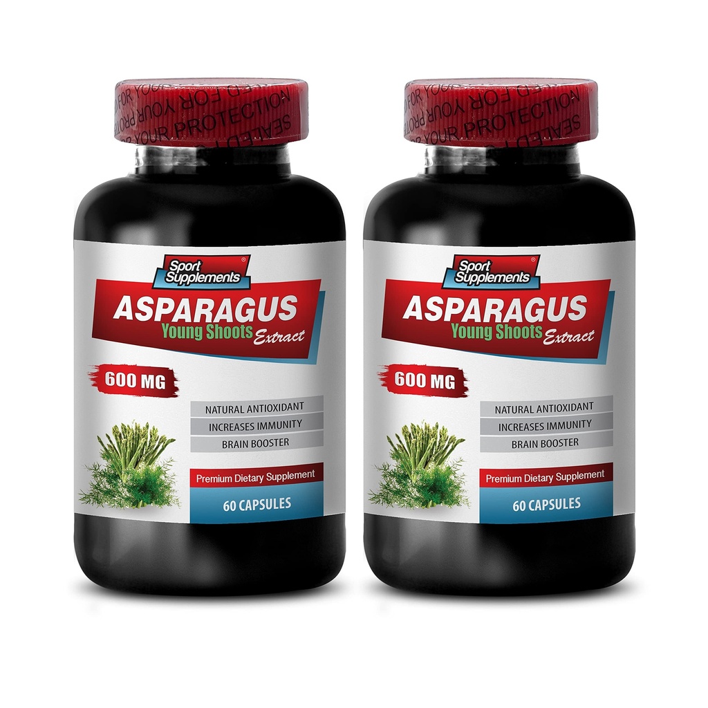 Píldoras diuréticas - Espárragos 600 MG - Young Shoots Extract - Suplemento dietético Premium - suplemento antioxidante para la piel - Espárragos Extracto, suplemento antioxidante, píldoras espárragos - 2B 120 cápsulas