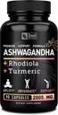 Complejo Ashwagandha - Orgánica Ashwagandha Root Powder + Rhodiola Rosea + Turmeric - Soporte Premium Fórmula - Ashwagandha Capsules Suplemento