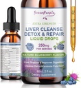 GREENPEOPLE Liver Cleanse Detox &amp; Repair Drops - Liver Supplement w/Milk Thistle Silymarin, Artichoke &amp; Dandelion for Liver Detox &amp; Support- 16x Potent Herb-Nutrients - 2Fl Oz Blueberry Flavor