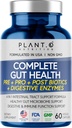 4-in-1 Prebiotic Probiotic & Postbiotic for Women & Men, Complete Gut & Digestive Support Supplement, Pre Post Probiotics & Digestive Enzymes 60 Capsules
