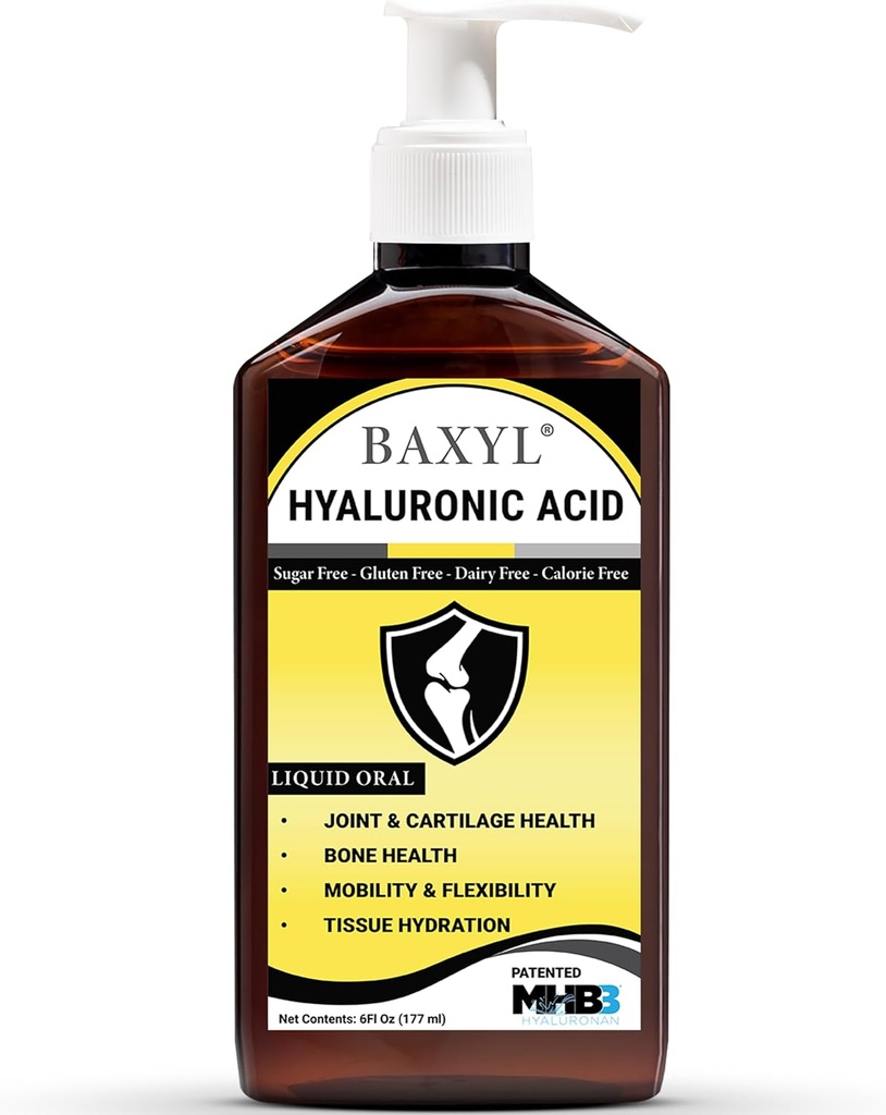 Baxyl - ácido hialurónico líquido para el suplemento de alivio conjunto (Vegan, libre de gluten, no GMO, Patented Oral MHB3)
