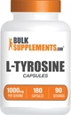 BulkSupplements.com L-Tyrosine 1000mg Capsules - Suplemento Tyrosine, Tyrosine Capsules, Tyrosine 1000mg - Suplemento No Esencial de Aminoácidos, 2 cápsulas por Serving, 180 cápsulas