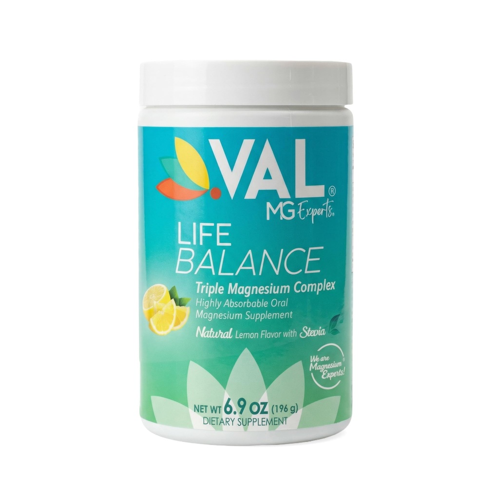 Pólvora Complejo de Magnesio VAL Triple: Citrato, Glycinate, Taurate – Bebida de Relajación Anti-Estres – Sabor de limón natural – Magnesio de 400 mg, Vitamina B6 – 6.9 Oz - 70 Servimientos (Pack de 1)