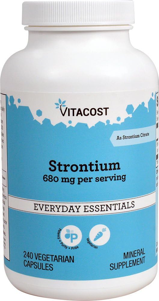 Strontium Vitacost - 680 mg por ser - 240 cápsulas vegetarianas