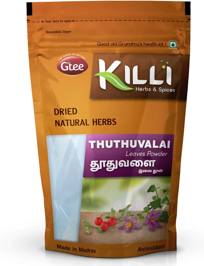 KILLI Thuthuvalai TENIDO Climbing Brinjal TEN Solanum trilobatum TEN Kantakari Leaves Powder, 100g