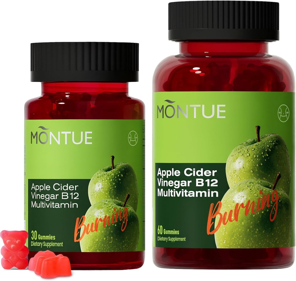 Manzana Vinagre Gummies B12 Multivitamínico,ACV Suplemento Gummy Vitaminas, Suplemento Vegetariano para Mujeres &amp; Hombres,No GMO,Apoyo Niveles de Energía Normal &amp; Gut Health 60 Gummies (90)