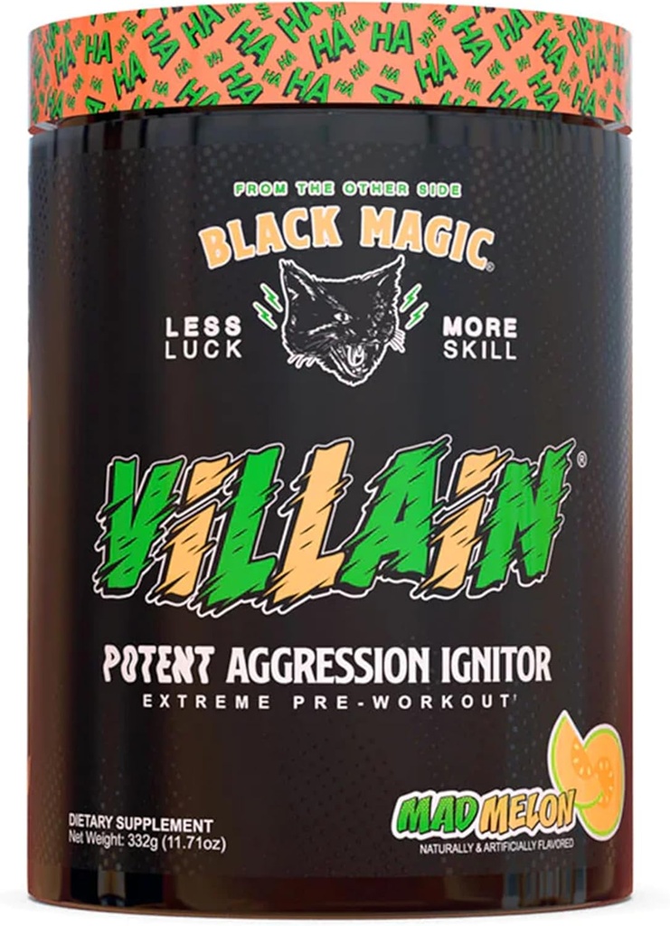 Black Magic Supply Villain High-Stim Nootropic Pre-Workout - Beta-Alanine, L-Tyrosine, " Caffeine - Pump " Focus - 25 Servings (Mad Melon)