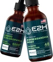 E2H: Liquid Chlorophyll and Ashwagandha Liquid Drops TENGA Vegan, Non-GMO - 2 Fl Oz Cada (4 Fl Oz Total) - Bundle