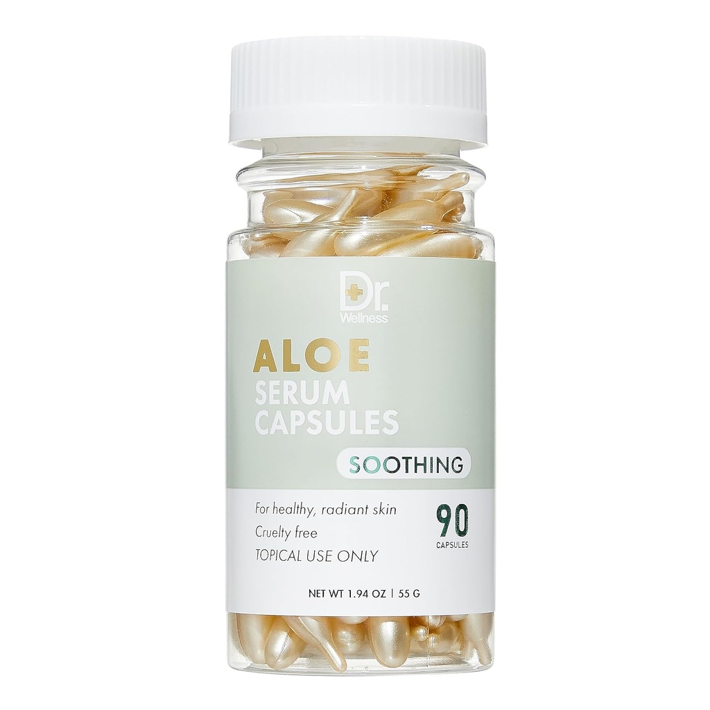 Dr. Wellness Aloe Serum Capsules - Soothing Formula | 90 Capsules | Promote Healthy, Radiant Skin | Calm and Hydrate Your Complexion